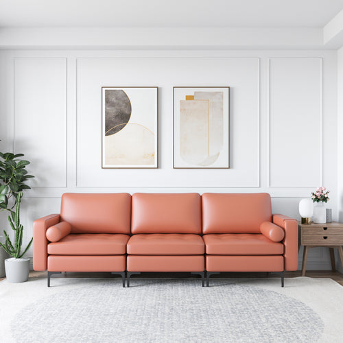 Modular 3-Seat Sofa, With USB Ports And Storage Pocket, Pink