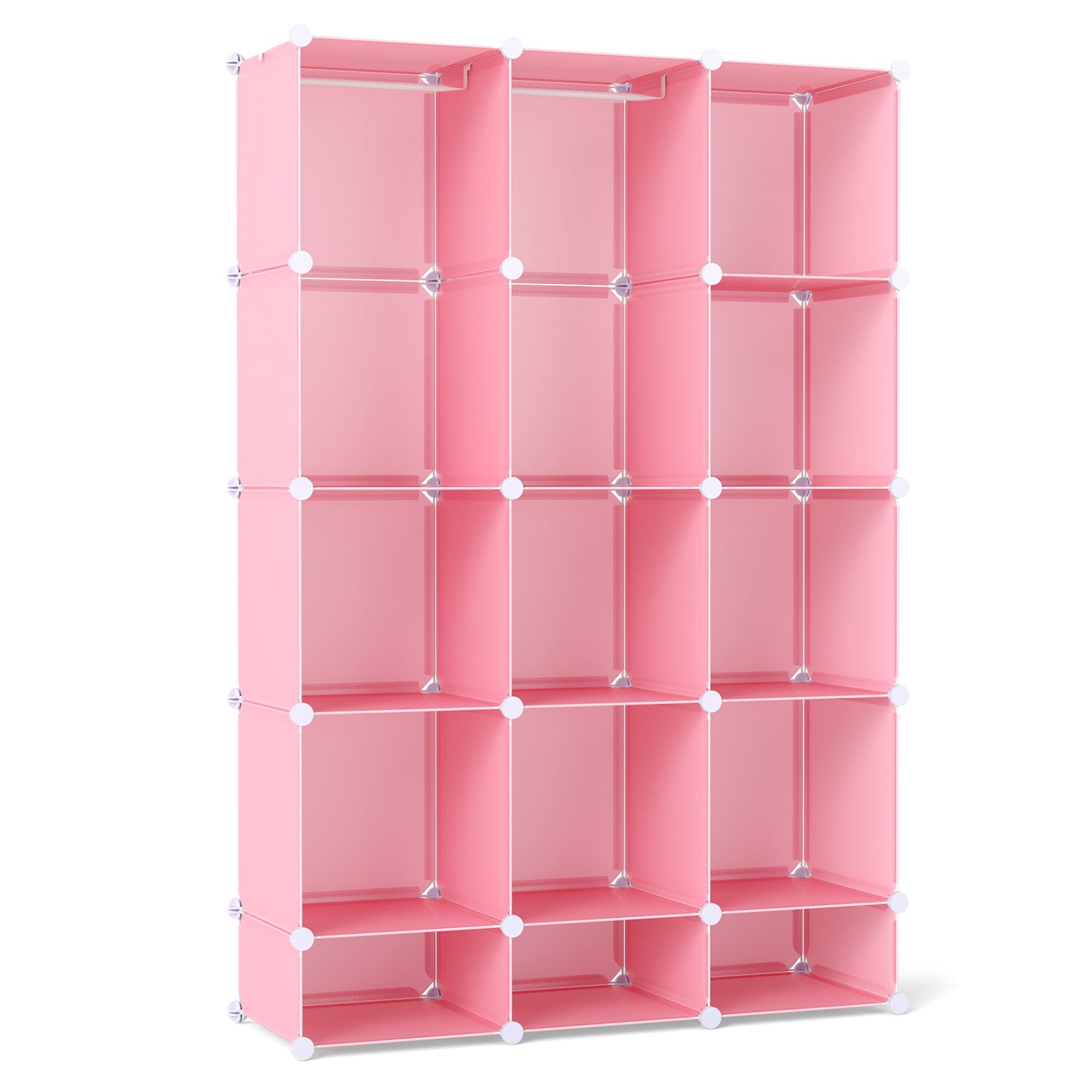 Modular Baby Wardrobe with 13 Cubes and Hanging Rod and Shelves Stackable, Pink Kids Storage at Gallery Canada
