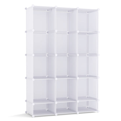 Modular Baby Wardrobe with 13 Cubes and Hanging Rod and Shelves Stackable, White Kids Storage at Gallery Canada