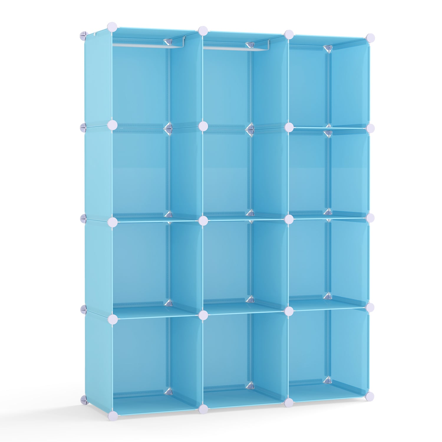 Modular Baby Wardrobe with 10 Cubes & Hanging Rod and Shelves Stackable, Blue Kids Storage at Gallery Canada
