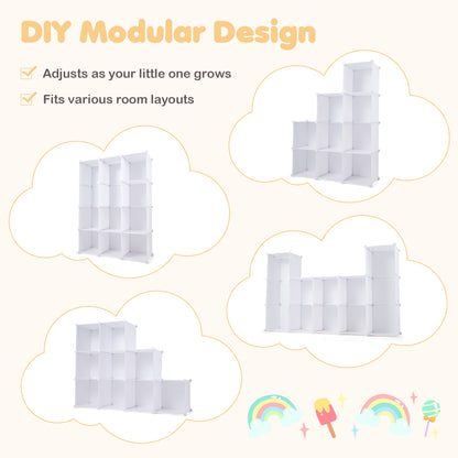 Modular Baby Wardrobe with 10 Cubes & Hanging Rod and Shelves Stackable, White Kids Storage at Gallery Canada