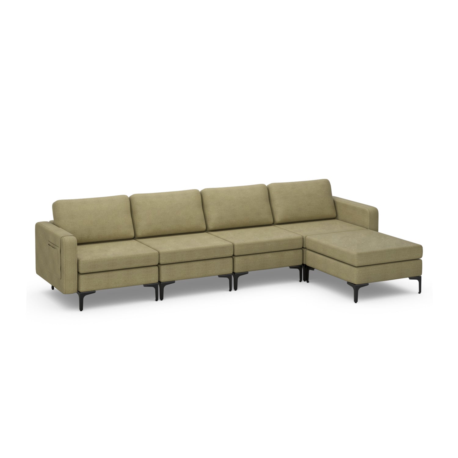 Modular L-Shaped Sectional Sofa, Reversible Ottoman, 2 USB Ports, Green Sofas & Loveseats Green at Gallery Canada