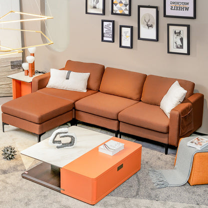 Modular L-Shaped Sectional Sofa, Reversible Chaise, 2 USB Ports, Orange Sofas & Loveseats at Gallery Canada