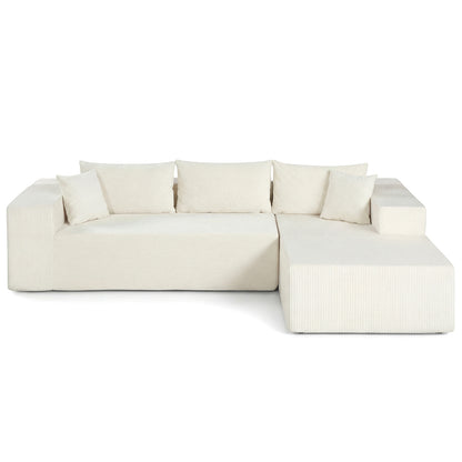 Modular Sectional Sofa Corduroy Upholstered L-shaped Sofa Couch with Deep Seats, Beige Sofas & Loveseats at Gallery Canada