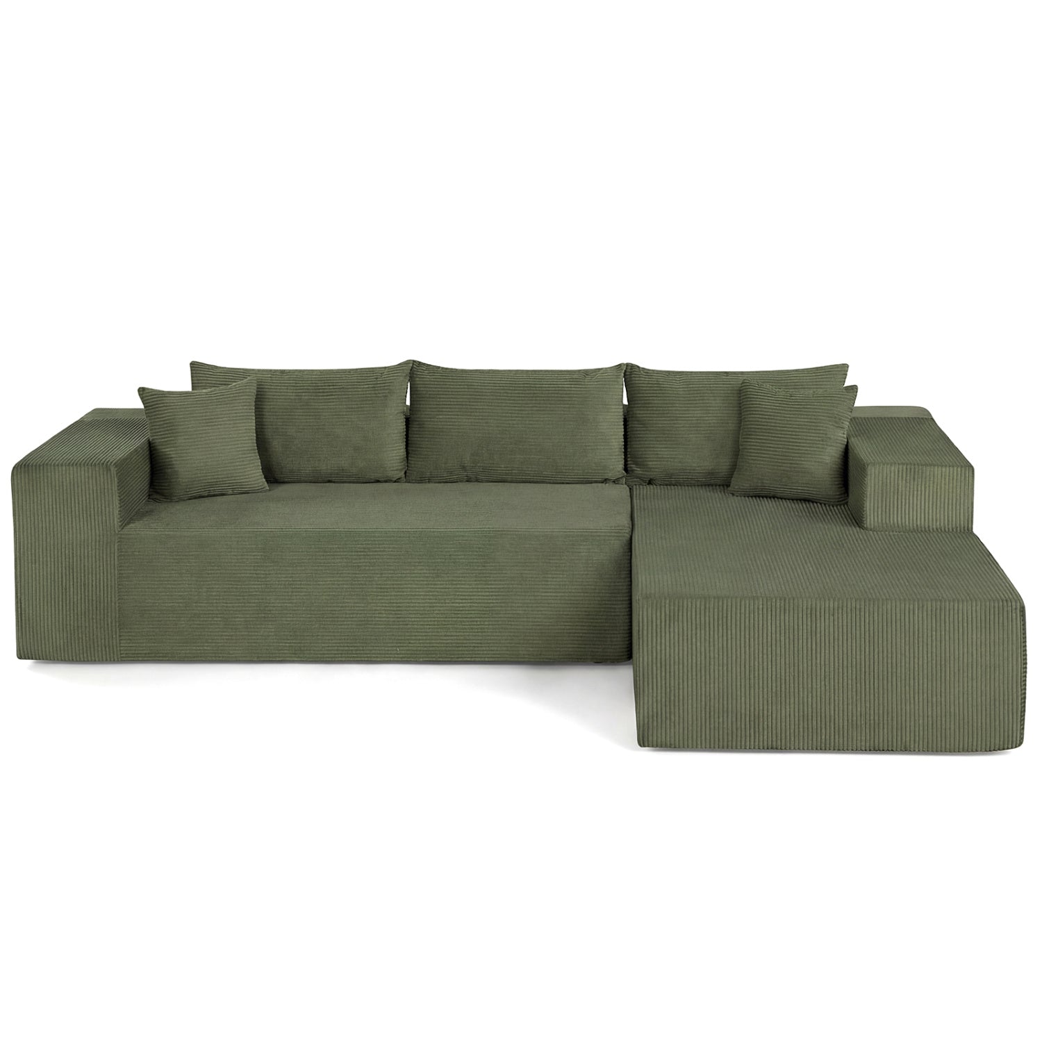 Modular Sectional Sofa Corduroy Upholstered L-shaped Sofa Couch with Deep Seats, Green Sofas & Loveseats at Gallery Canada