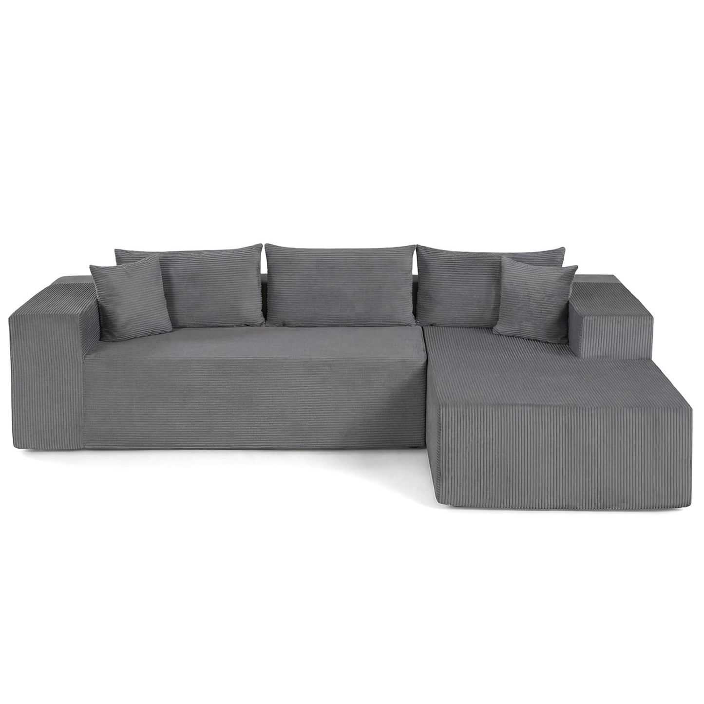 Modular Sectional Sofa Corduroy Upholstered L-shaped Sofa Couch with Deep Seats, Gray Sofas & Loveseats Gray at Gallery Canada