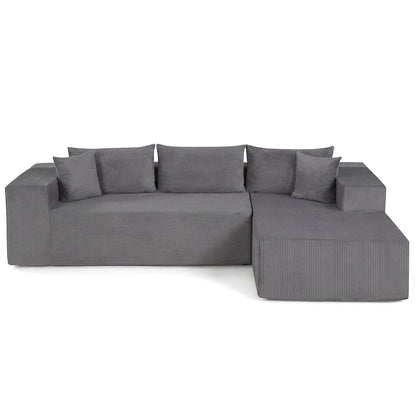 Modular Sectional Sofa Corduroy Upholstered L-shaped Sofa Couch with Deep Seats, Gray Sofas & Loveseats Gray at Gallery Canada