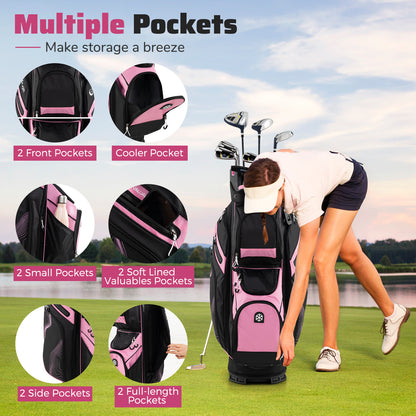 Molded Lock Top Golf Cart Bag, 14-Way Dividers, 11 Pockets, Pink Golf at Gallery Canada