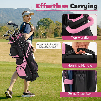Molded Lock Top Golf Cart Bag, 14-Way Dividers, 11 Pockets, Pink Golf at Gallery Canada