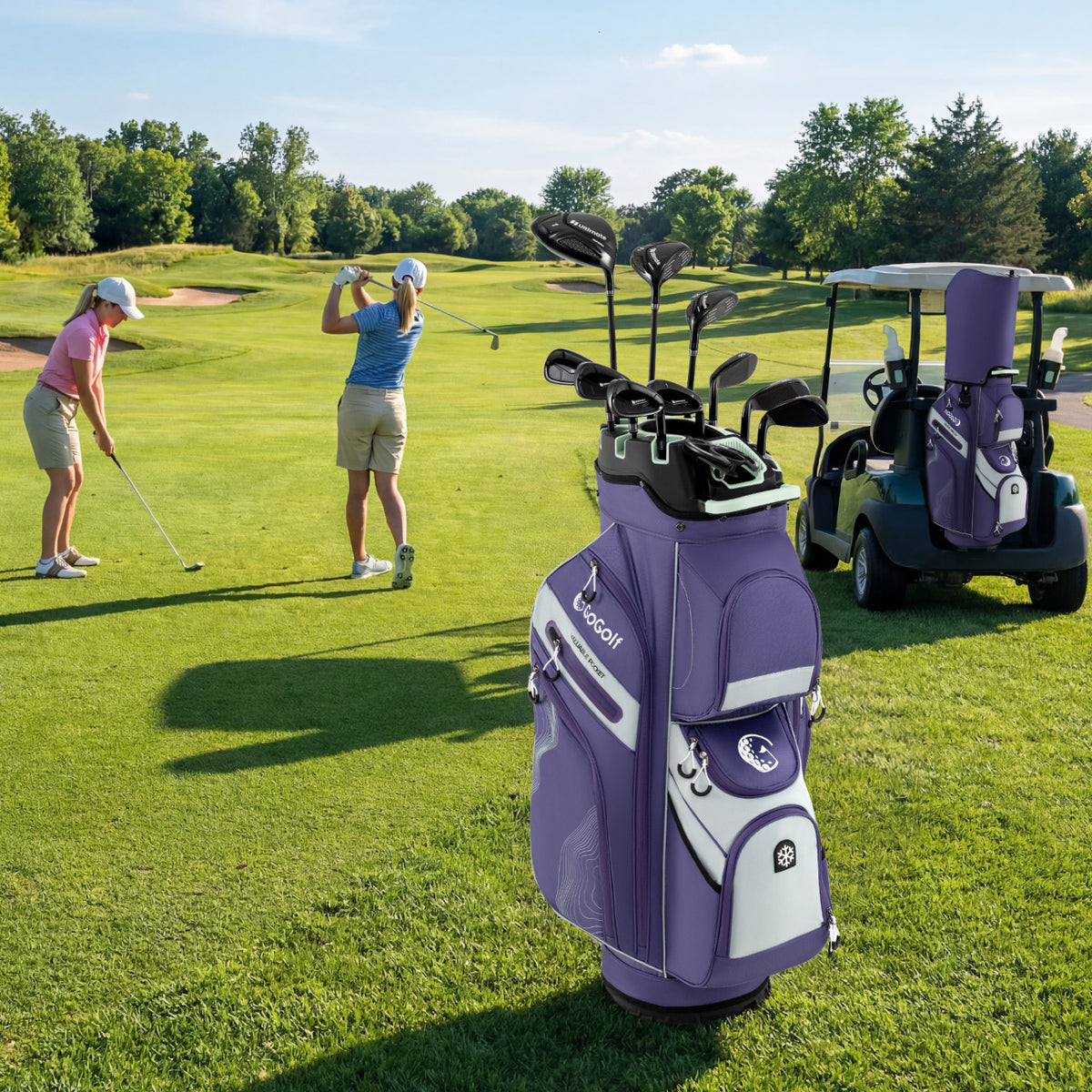 Molded Lock Golf Cart Bag, 14-Way Dividers, 11 Pockets, Purple Golf at Gallery Canada
