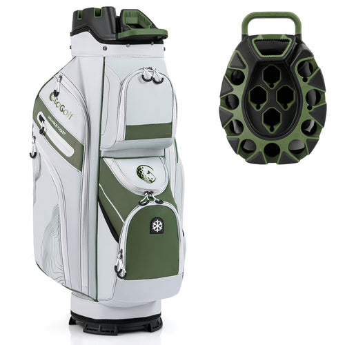 Molded Lock Top Golf Cart Bag, 14-Way Dividers, 11 Pockets, Green