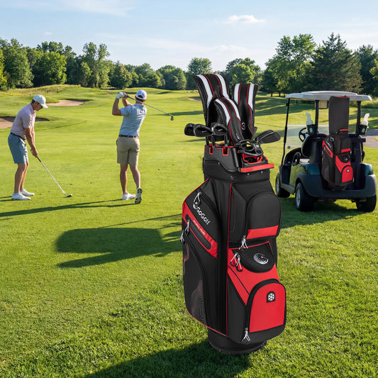 Molded Lock Top Golf Cart Bag, 14-Way Full Length Dividers, 11 Pockets, Red Golf Red at Gallery Canada