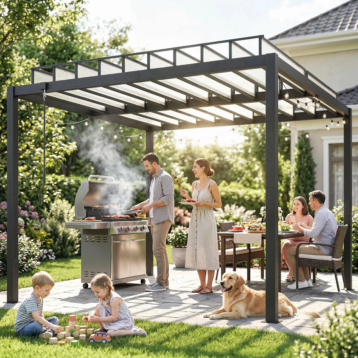 9.5 X 10 Ft Aluminum Louvered Pergola With Clear PC Roof, Clear Pergolas at Gallery Canada