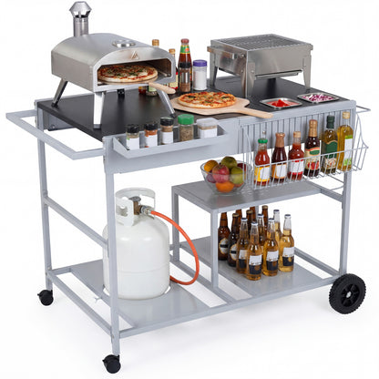 Movable Grill Table With 2 Spice Containers, Black Outdoor Grills Black at Gallery Canada