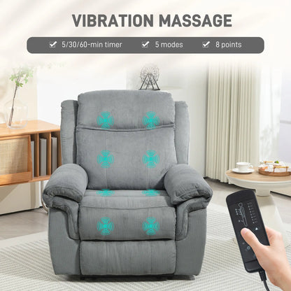 Manual Recliner Chair, Vibration Massage, Side Pockets, Corduroy, Grey Sofas & Reclining Chairs at Gallery Canada