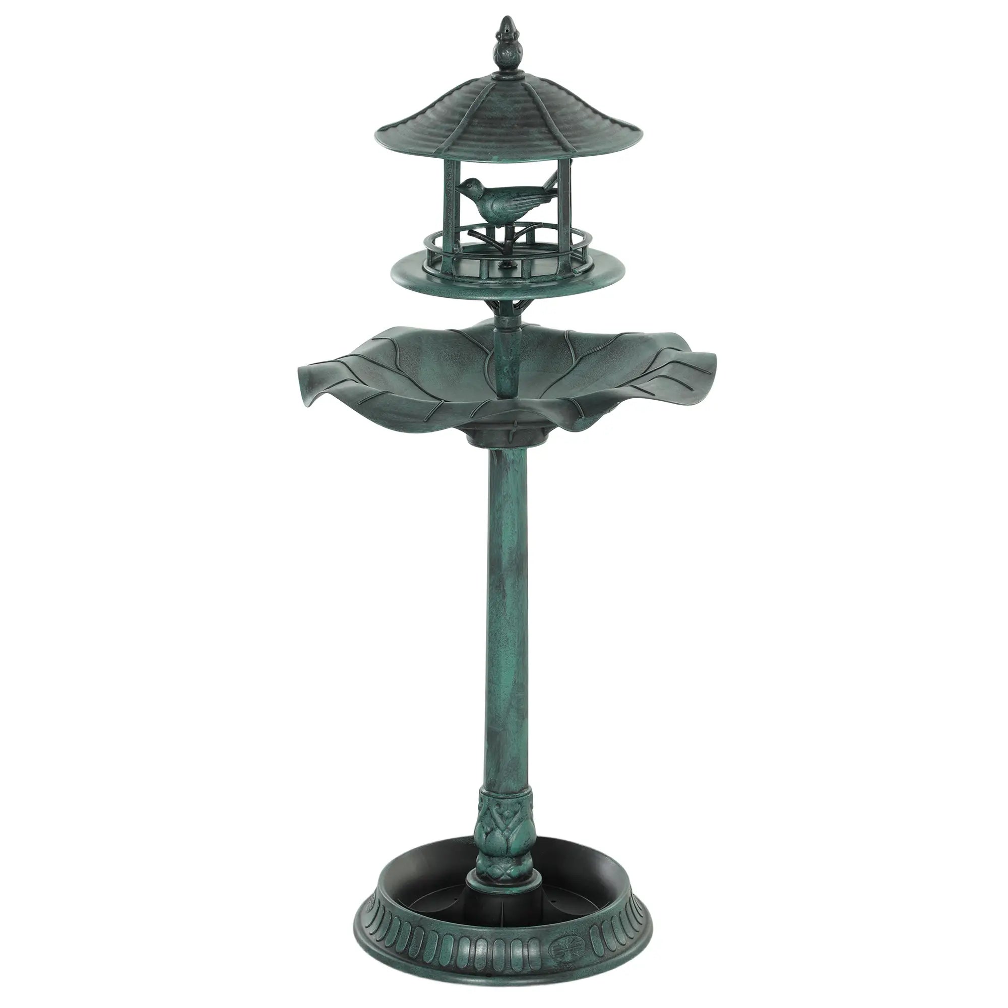 3-in-1 Garden Bird Bath Bowl, Large Water Basin, Feeder, Flower Planter, Green Garden Decor Green at Gallery Canada