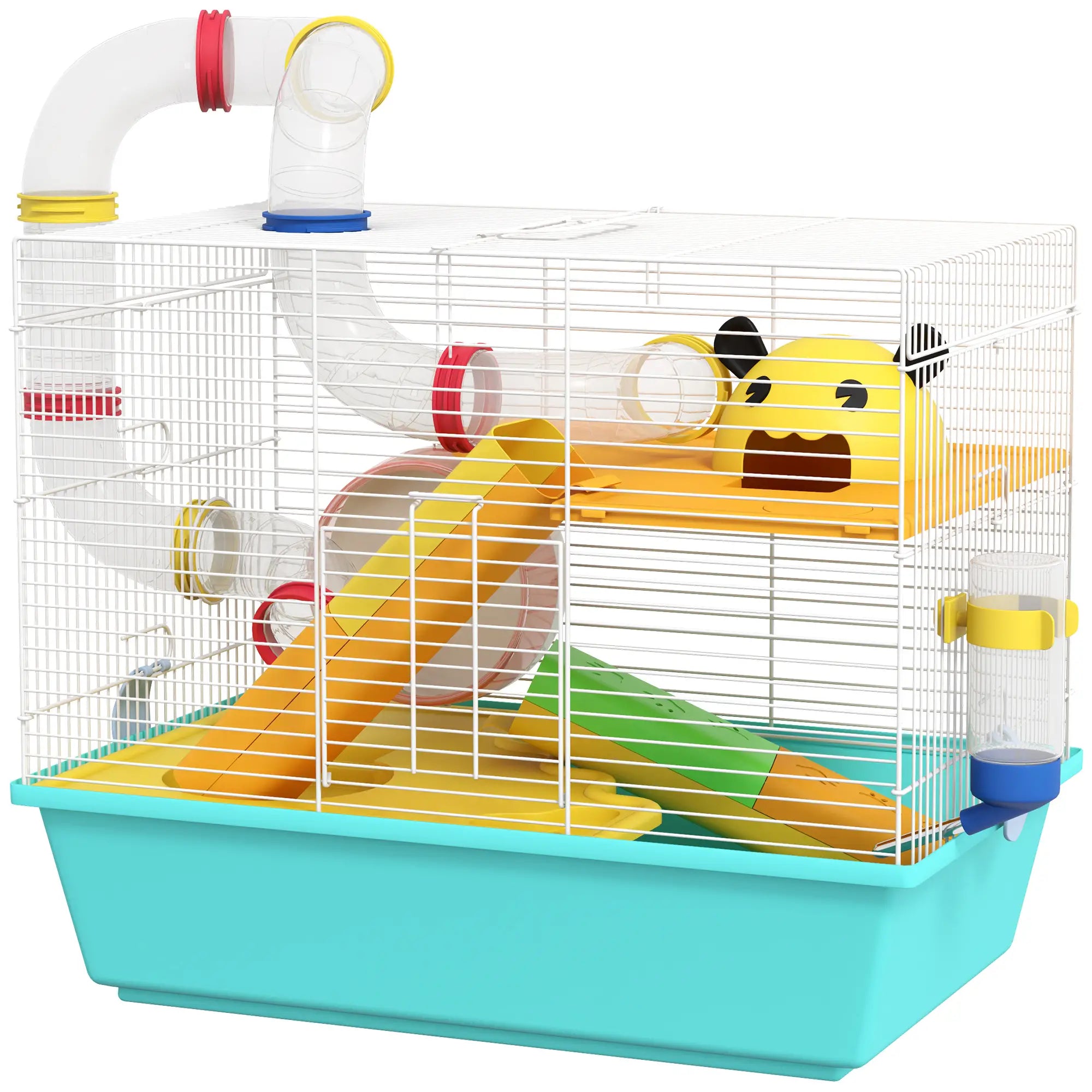 3 Tier Hamster Cage With Tunnels, Water Bottle, Exercise Wheel, 18