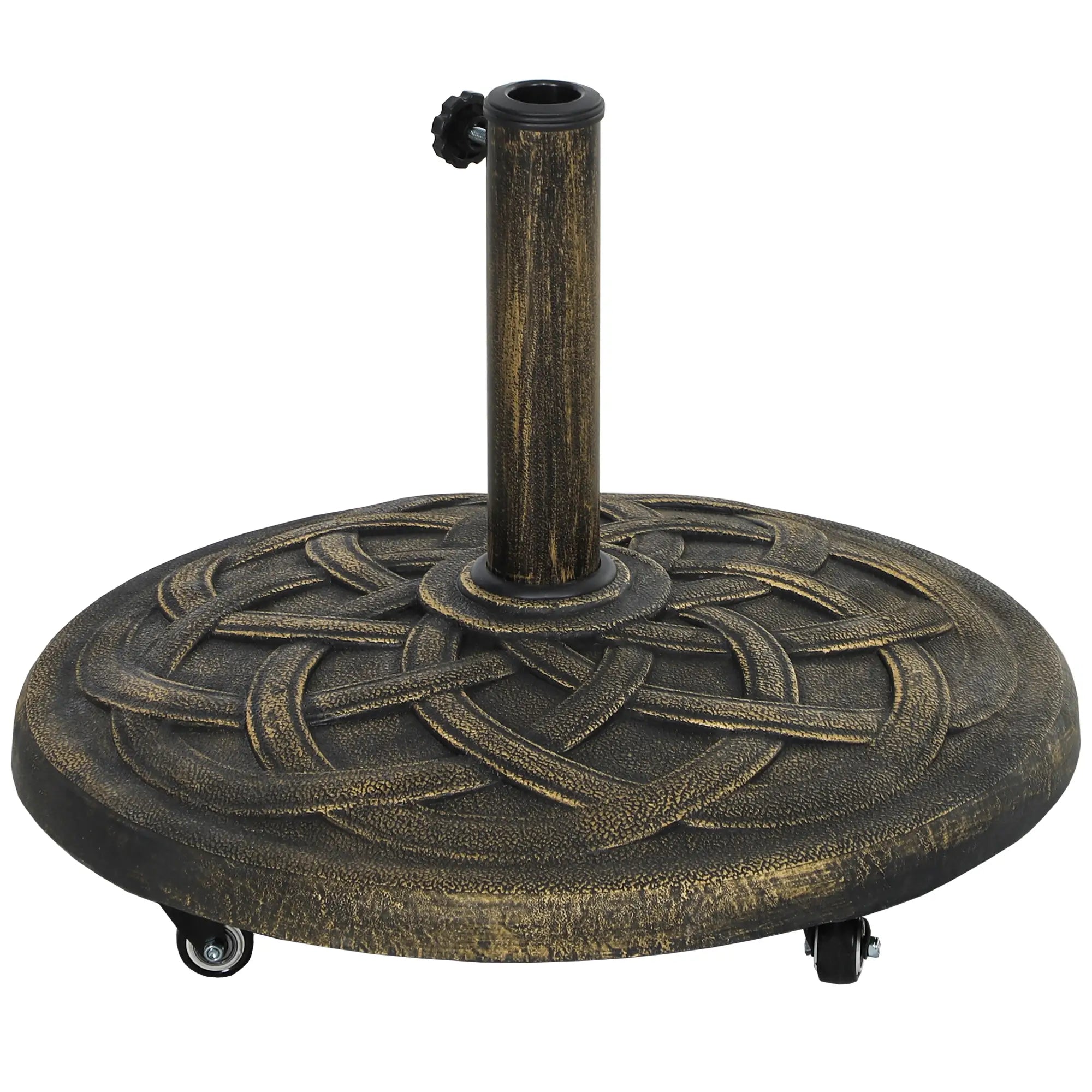 Round Patio Umbrella Base With Wheels, 44 Lbs Resin Stand, 1.3