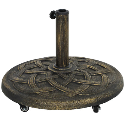 Round Patio Umbrella Base With Wheels, 44 Lbs Resin Stand, 1.3"/1.5"/1.9" Poles, Bronze Umbrella Bases Bronze at Gallery Canada
