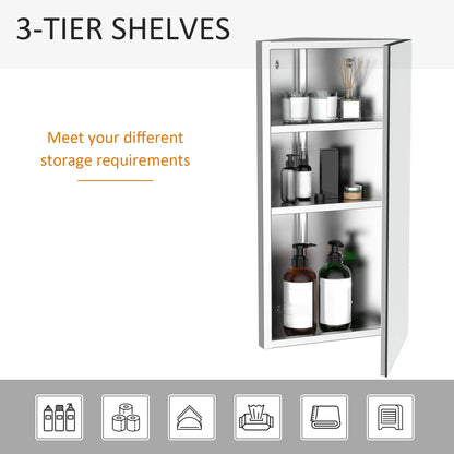 Wall Mounted Bathroom Corner Mirror Cabinet, Single Door, Stainless Steel Mirror Medicine Cabinets at Gallery Canada