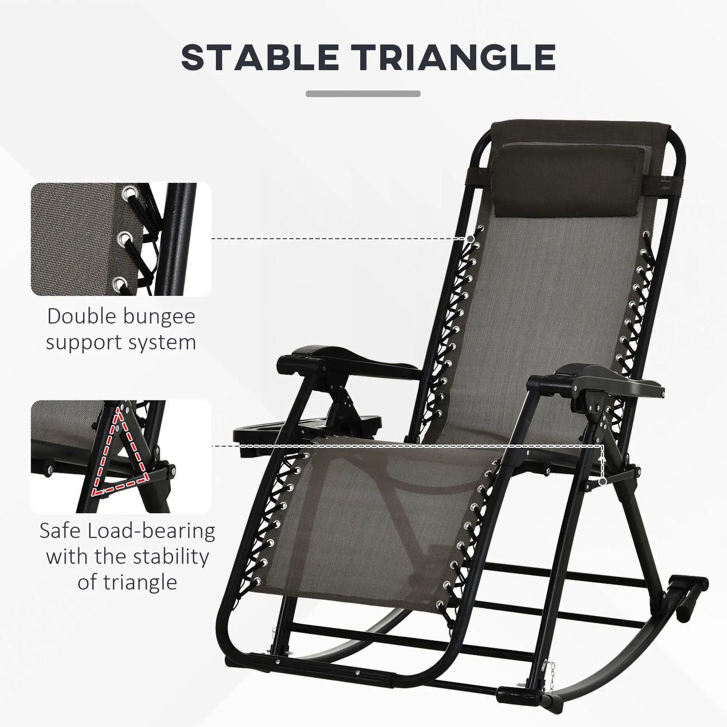 Adjustable Zero Gravity Recliner, Foldable Sun Lounger, Grey Outdoor Rocking Chairs at Gallery Canada