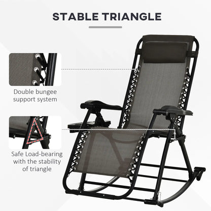 Adjustable Zero Gravity Recliner, Foldable Sun Lounger, Grey Outdoor Rocking Chairs at Gallery Canada