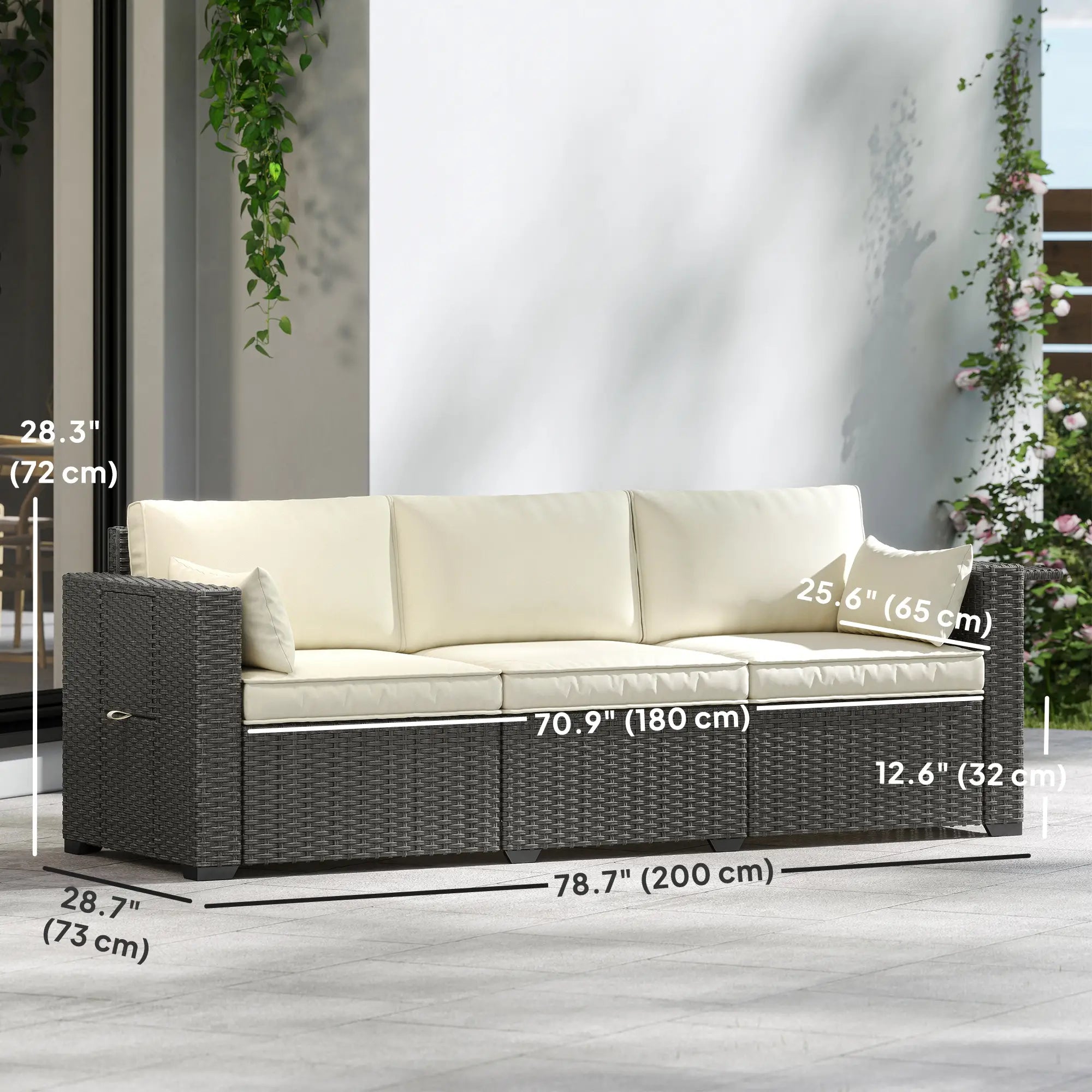 3 Seater Wicker Patio Sofa, 6