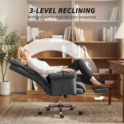 Computer Office Chair with Footrest, Adjustable Backrest, Dark Grey Executive & Manager Chairs at Gallery Canada