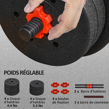33lbs Adjustable Dumbbell Set, Hand Weights for Fitness, Black and Red Dumbbells & Barbells at Gallery Canada