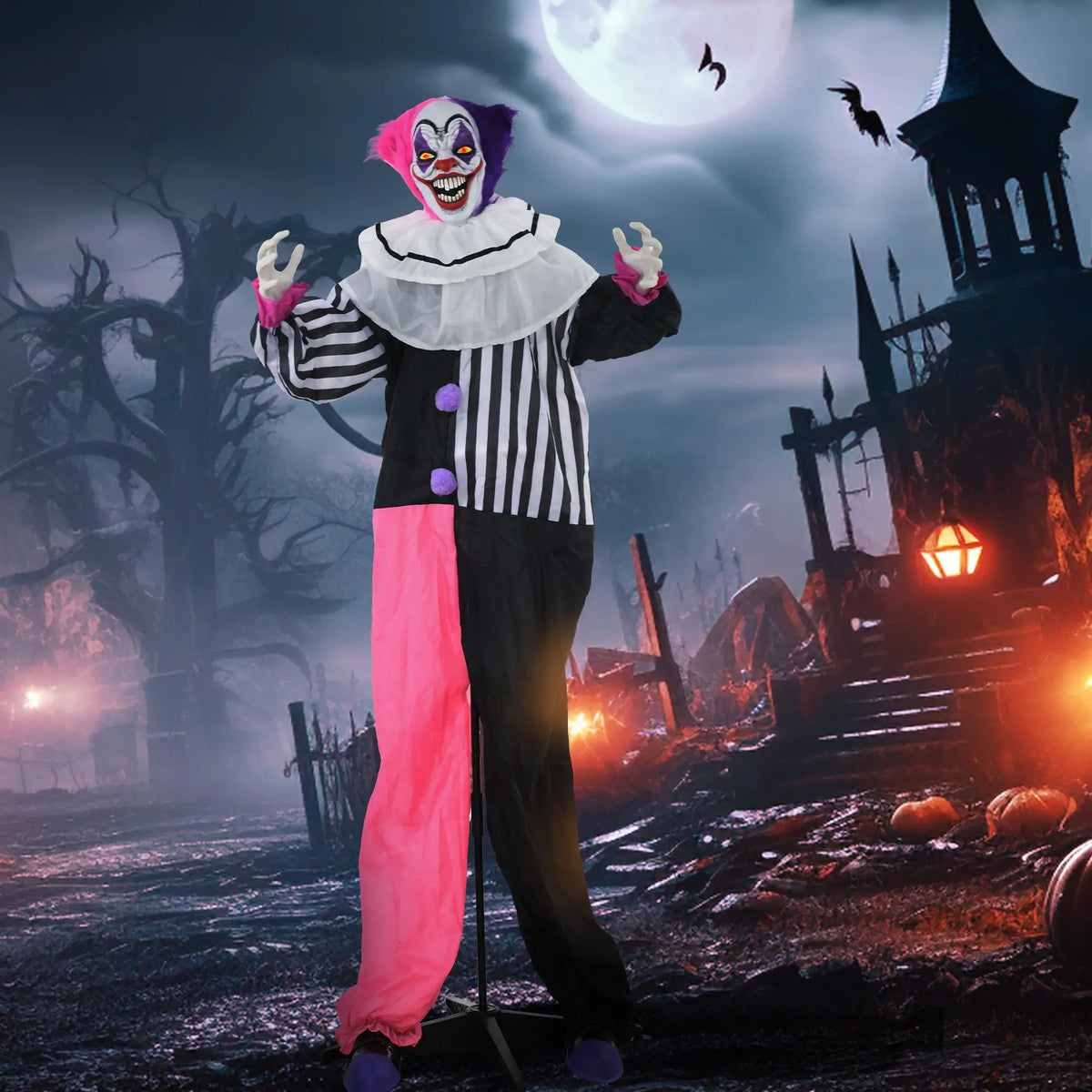 5.7Ft Animated Halloween Clown, Sound Activated, Light Up Eyes Halloween Decorations at Gallery Canada