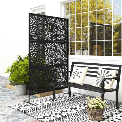 Metal Privacy Screen Freestanding Divider, 78" x 48", Black Side Awnings at Gallery Canada