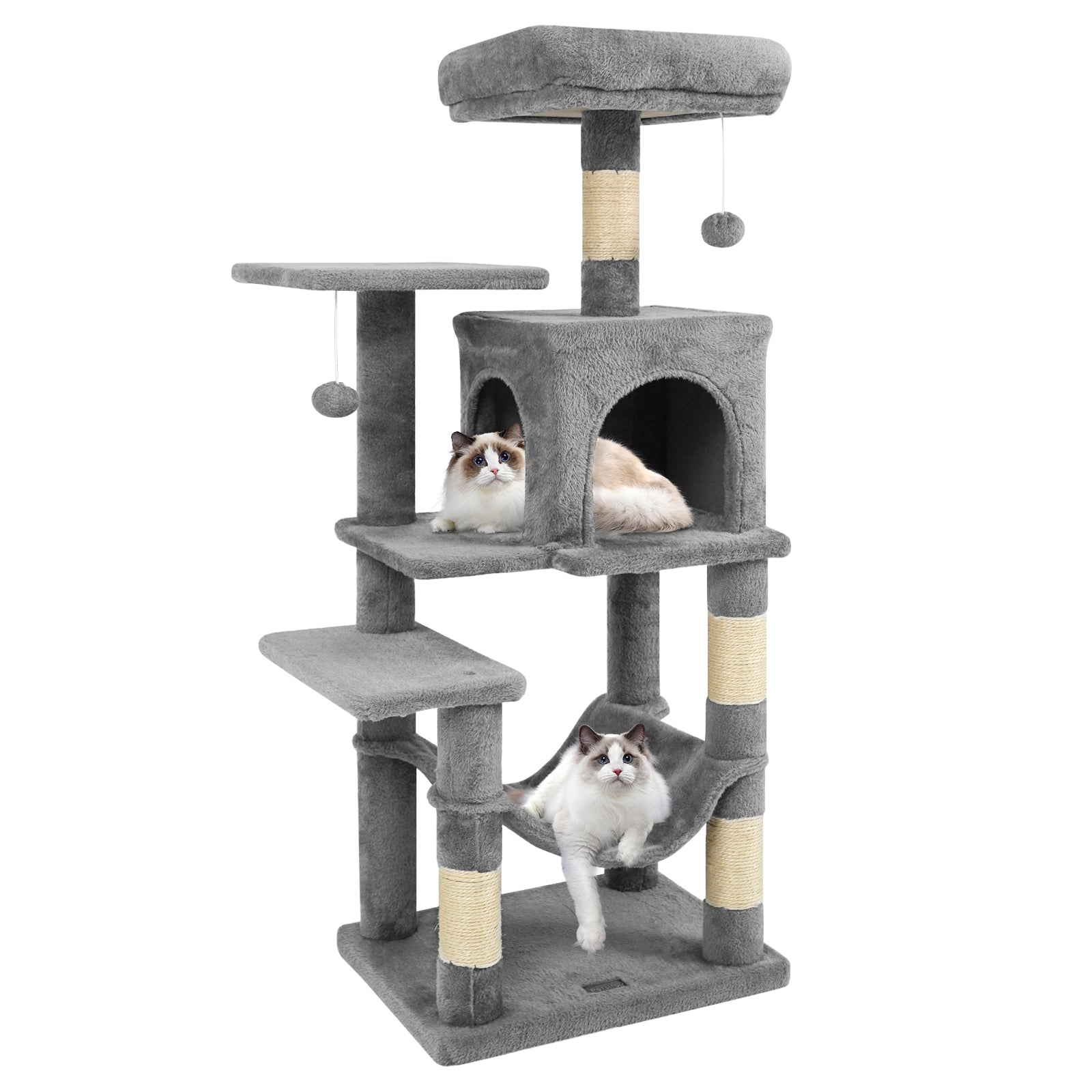 Multi-Level Cat Tower with 2-Door Condo and Padded Top Perch, Light Gray Cat Trees Condos & Scratchers at Gallery Canada