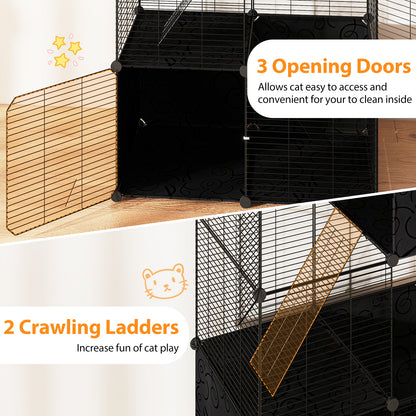 Multi-Level Cat Tower with 2-Door Condo and Hammock, Black Cat Houses at Gallery Canada