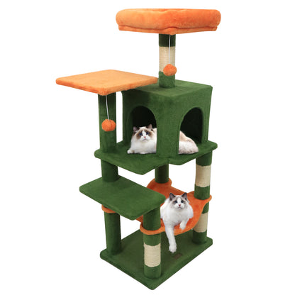 Multi-Level Cat Tower, 2-Door Condo, Padded Top Perch, Green Cat Trees Condos & Scratchers at Gallery Canada