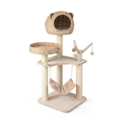 Multi-Level Cat Tree With Condo Hammock, Rotatable Hanging Balls, Natural Cat Trees Condos & Scratchers at Gallery Canada
