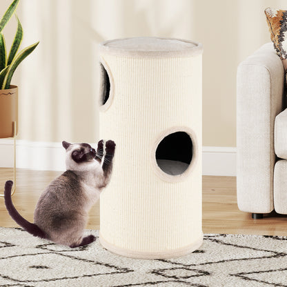 Multi-level Cat House with Sisal Scratching Pad, Beige Cat Houses at Gallery Canada