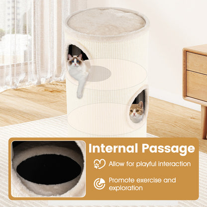 Multi-level Cat House with Sisal Scratching Pad, Beige Cat Houses at Gallery Canada