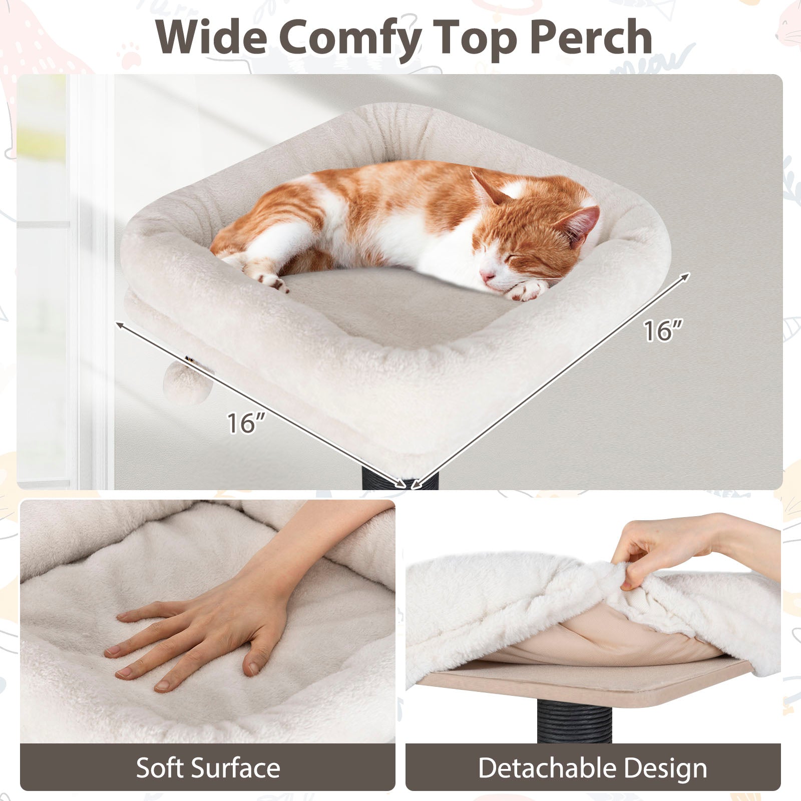 Multi-Level Cat Tree, 59.5 Inch Tall Cat Tower, Brown Cat Trees Condos & Scratchers at Gallery Canada