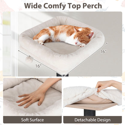 Multi-Level Cat Tree, 59.5 Inch Tall Cat Tower, Brown Cat Trees Condos & Scratchers at Gallery Canada