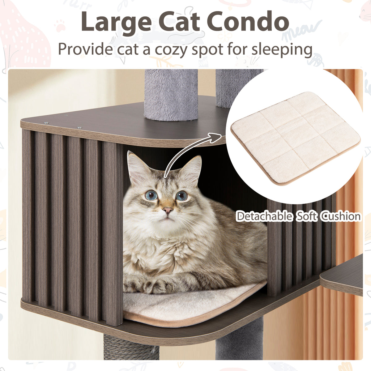 Multi-Level Cat Tree, 59.5 Inch Tall Cat Tower, Gray Cat Trees Condos & Scratchers at Gallery Canada