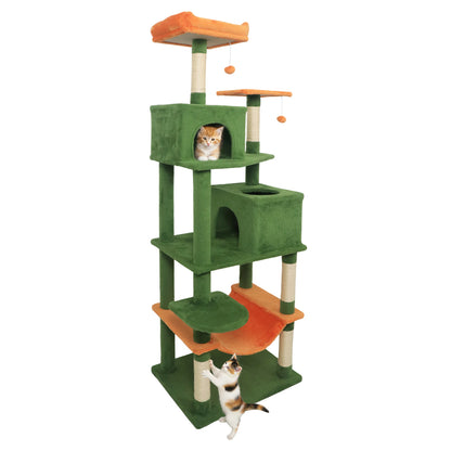 Multi-Level Cat Tree, Modern Cat Tower, Upholstered Perch, 2 Cat Condo, Green Cat Trees Condos & Scratchers Green at Gallery Canada