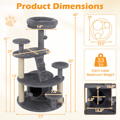Multi-level Kitty Tower with Condo and Climbing Ladder-GR, Gray Cat Trees Condos & Scratchers at Gallery Canada