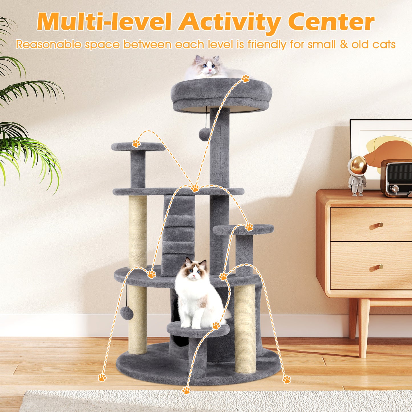 Multi-level Kitty Tower with Condo and Climbing Ladder-GR, Gray Cat Trees Condos & Scratchers at Gallery Canada