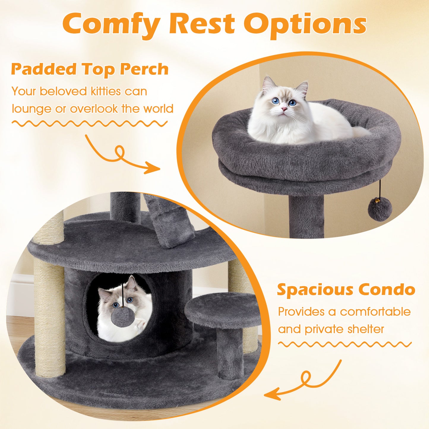Multi-level Kitty Tower with Condo and Climbing Ladder-GR, Gray Cat Trees Condos & Scratchers at Gallery Canada