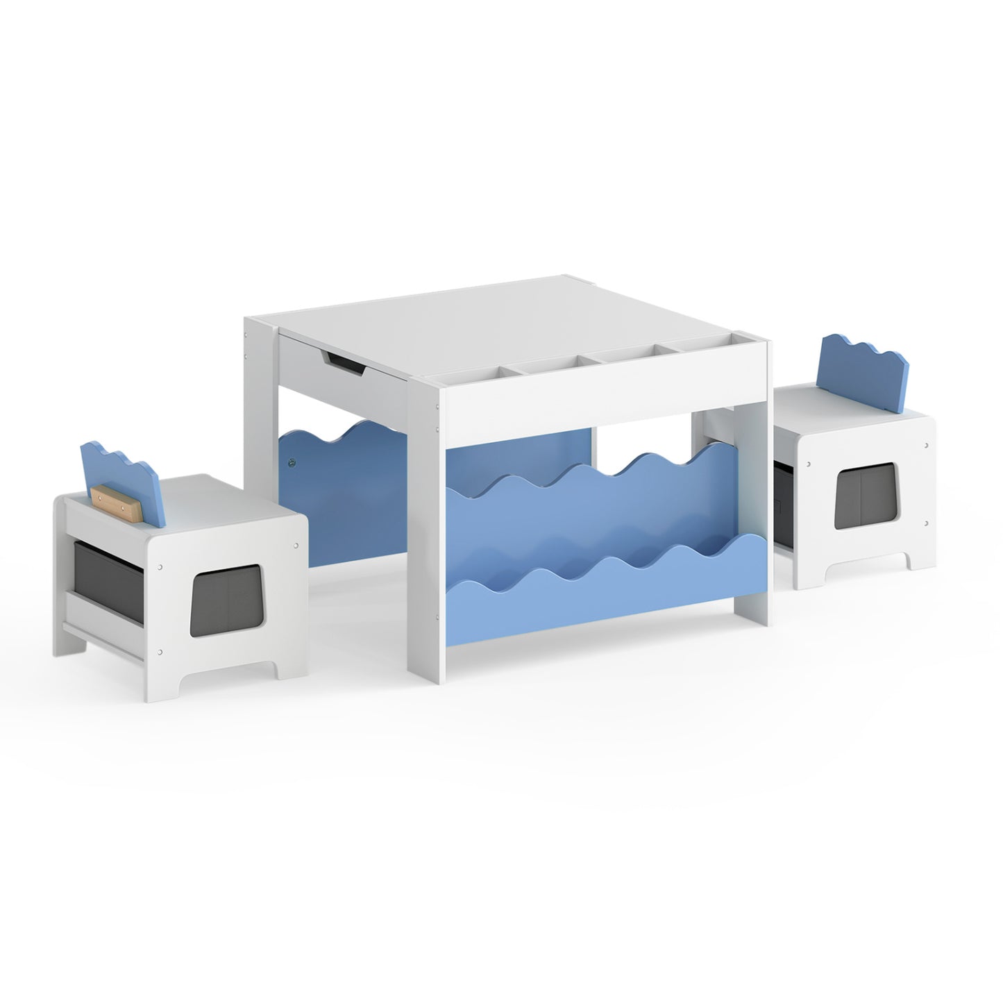 Kids Table And Chairs Set, Double-Sided Tabletop, Blue Kids Table & Chair Sets at Gallery Canada