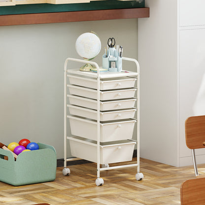 Multifunctional 6 Drawers Rolling Storage Cart Organizer, White File Cabinets at Gallery Canada