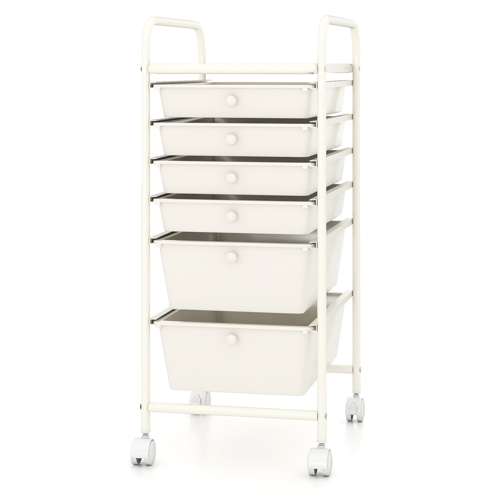 Multifunctional 6 Drawers Rolling Storage Cart Organizer, White File Cabinets at Gallery Canada