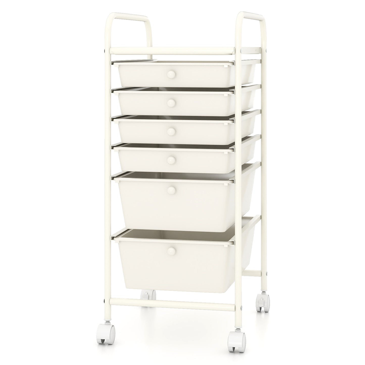 Multifunctional 6 Drawers Rolling Storage Cart Organizer, White File Cabinets at Gallery Canada