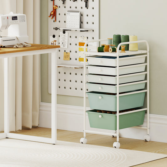 Multifunctional 6 Drawers Rolling Storage Cart Organizer, Green Gradient File Cabinets Green Gradient at Gallery Canada
