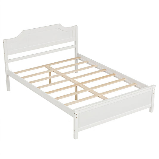 Solid Wood Platform Bed Frame with Headboard, Full Size, White Beds & Bed Frames Full Size at Gallery Canada